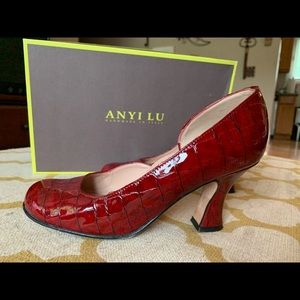 Anyi Lu patent red croc heels